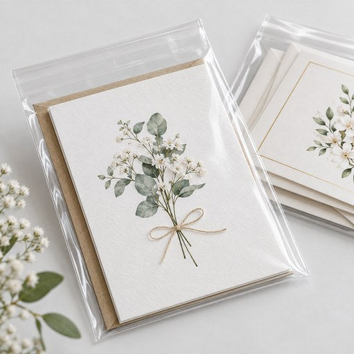 Greeting cards and invitations protected in clear self-seal cello bags from CelloBag.co.uk